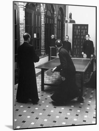 Priests Playing Ping-Pong at Social School-Dmitri Kessel-Mounted Photographic Print
