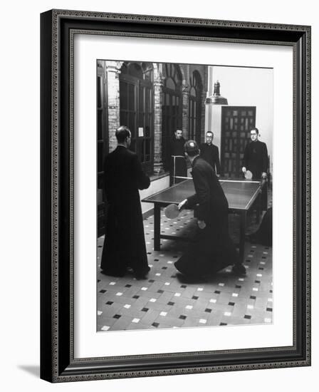 Priests Playing Ping-Pong at Social School-Dmitri Kessel-Framed Photographic Print