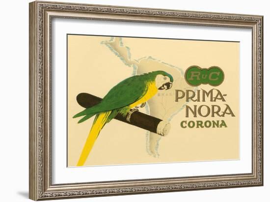 Prima-Nora Cigar Label, Parrot-null-Framed Art Print