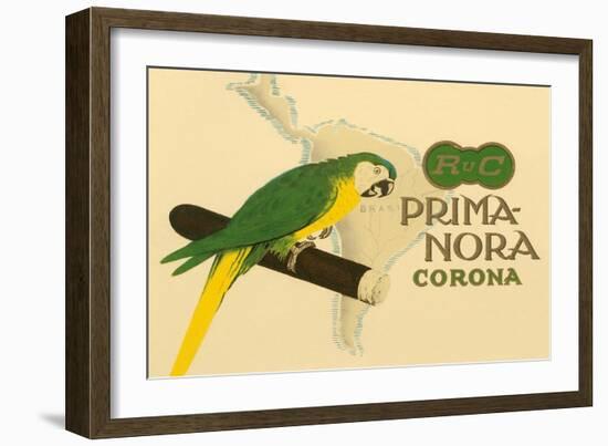 Prima-Nora Cigar Label, Parrot-null-Framed Art Print