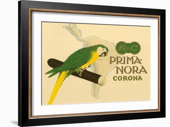 Prima-Nora Cigar Label, Parrot-null-Framed Art Print