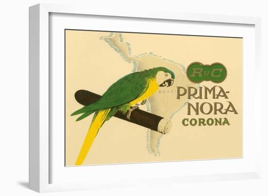 Prima-Nora Cigar Label, Parrot-null-Framed Art Print