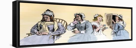 Primary School Teachers in American Colonies, New England, Canada. Illustration 19Th Century. Engra-null-Framed Premier Image Canvas