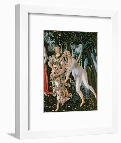 Primavera: Detail of the Zephyr, and Flora as the Hour of Spring-Sandro Botticelli-Framed Premium Giclee Print