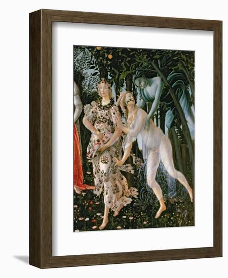 Primavera: Detail of the Zephyr, and Flora as the Hour of Spring-Sandro Botticelli-Framed Premium Giclee Print