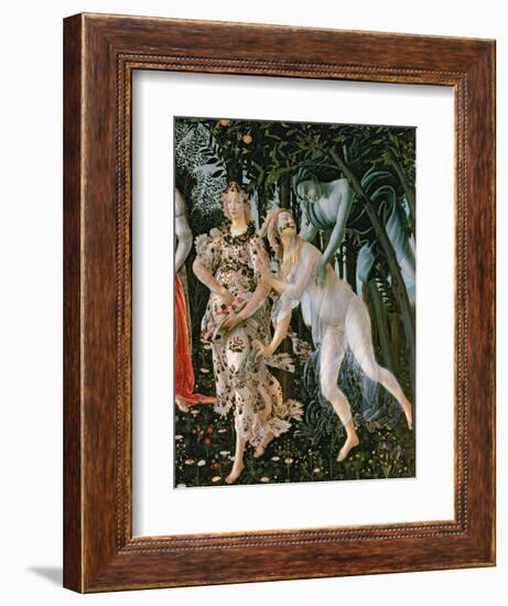 Primavera: Detail of the Zephyr, and Flora as the Hour of Spring-Sandro Botticelli-Framed Premium Giclee Print