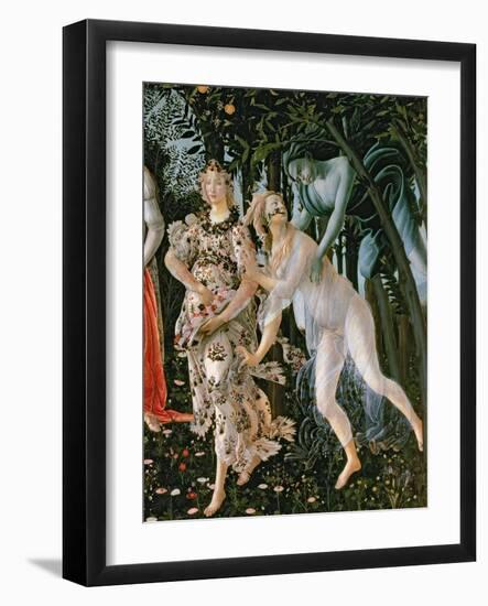 Primavera: Detail of the Zephyr, and Flora as the Hour of Spring-Sandro Botticelli-Framed Giclee Print