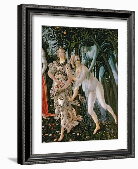 Primavera: Detail of the Zephyr, and Flora as the Hour of Spring-Sandro Botticelli-Framed Giclee Print