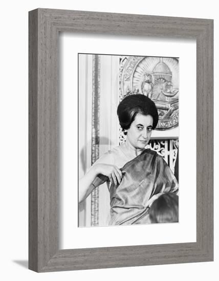 Prime Minister Indira Gandhi of India at the National Press Club Washington, 1966-Warren K^ Leffler-Framed Photographic Print