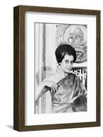 Prime Minister Indira Gandhi of India at the National Press Club Washington, 1966-Warren K^ Leffler-Framed Photographic Print