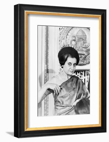 Prime Minister Indira Gandhi of India at the National Press Club Washington, 1966-Warren K^ Leffler-Framed Photographic Print