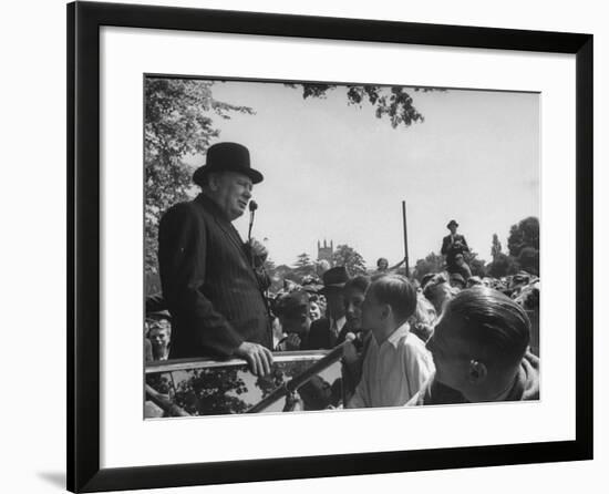 Prime Minister Winston Churchill Making a Speech During an Election Tour-null-Framed Photographic Print