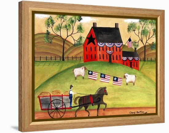 Primitive Americana Sheep with Horse and Wagon Cheryl Bartley-Cheryl Bartley-Framed Premier Image Canvas