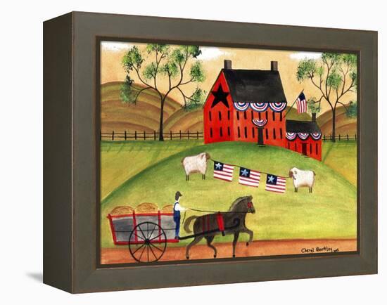 Primitive Americana Sheep with Horse and Wagon Cheryl Bartley-Cheryl Bartley-Framed Premier Image Canvas