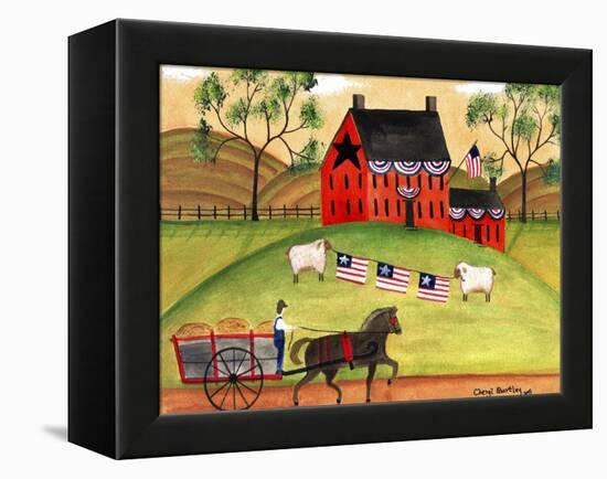 Primitive Americana Sheep with Horse and Wagon Cheryl Bartley-Cheryl Bartley-Framed Premier Image Canvas