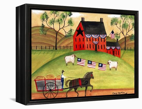 Primitive Americana Sheep with Horse and Wagon Cheryl Bartley-Cheryl Bartley-Framed Premier Image Canvas