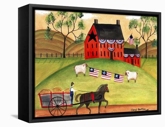 Primitive Americana Sheep with Horse and Wagon Cheryl Bartley-Cheryl Bartley-Framed Premier Image Canvas