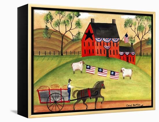 Primitive Americana Sheep with Horse and Wagon Cheryl Bartley-Cheryl Bartley-Framed Premier Image Canvas