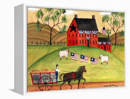 Primitive Americana Sheep with Horse and Wagon Cheryl Bartley-Cheryl Bartley-Framed Premier Image Canvas