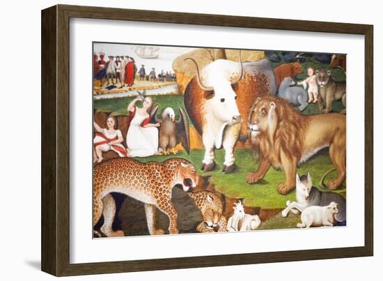 Primitive Detail Of Edward Hicks Painting Of Animals-Edward Hicks-Framed Art Print