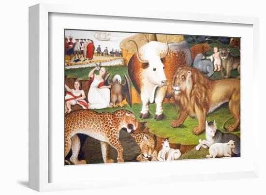 Primitive Detail Of Edward Hicks Painting Of Animals-Edward Hicks-Framed Art Print