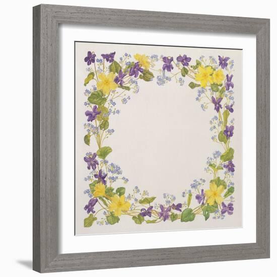 Primrose and Violet Square-Linda Benton-Framed Giclee Print