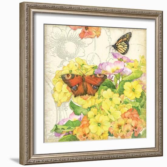 Primrose & Butterflies-Julie Paton-Framed Art Print