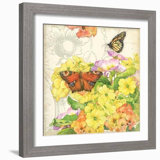 Primrose & Butterflies-Julie Paton-Framed Art Print