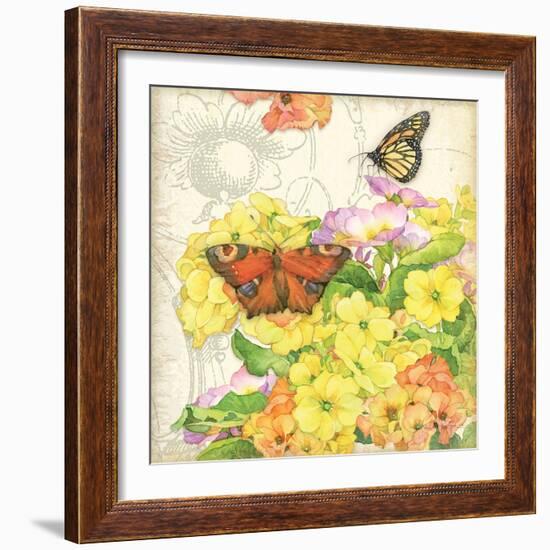 Primrose & Butterflies-Julie Paton-Framed Art Print