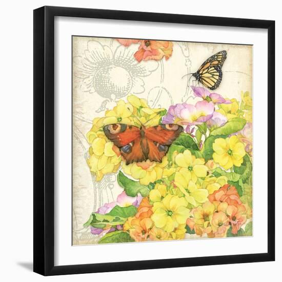 Primrose & Butterflies-Julie Paton-Framed Art Print