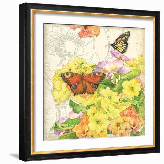 Primrose & Butterflies-Julie Paton-Framed Art Print