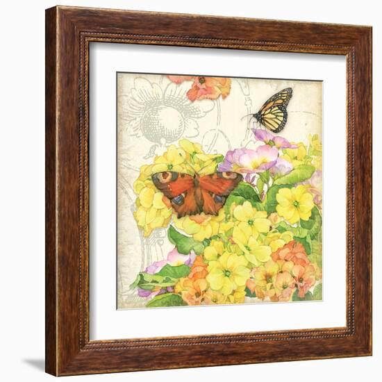 Primrose & Butterflies-Julie Paton-Framed Art Print