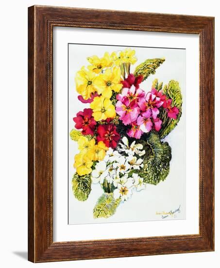 Primroses, White, Yellow, Pink and Red, 2000-Joan Thewsey-Framed Giclee Print