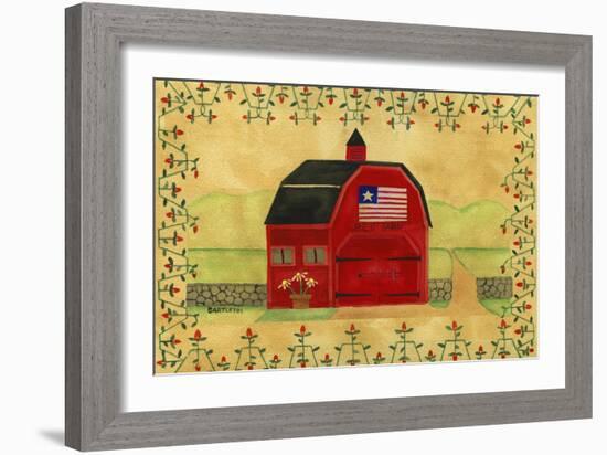 Primtive American Red Barn-Cheryl Bartley-Framed Giclee Print