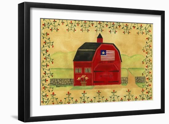 Primtive American Red Barn-Cheryl Bartley-Framed Giclee Print