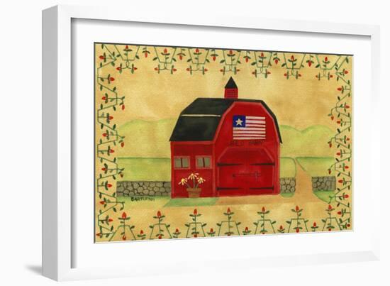 Primtive American Red Barn-Cheryl Bartley-Framed Giclee Print