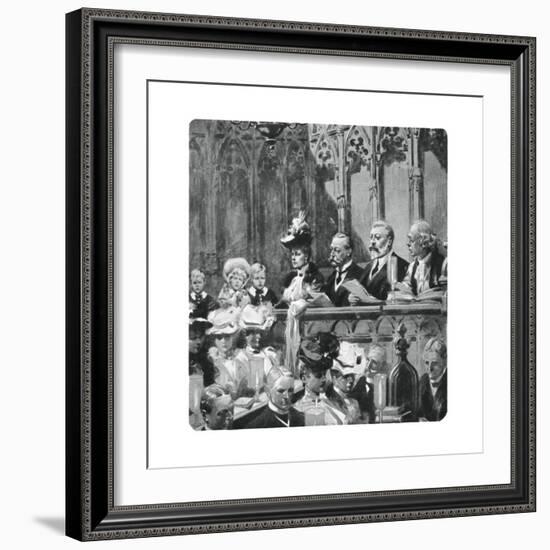 Prince Albert at the Abbey Thanksgiving Service for His Parents' Safe Return from India, 1906-null-Framed Giclee Print