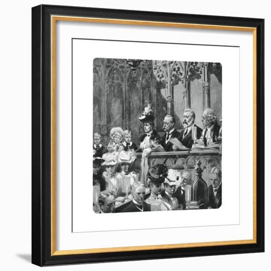 Prince Albert at the Abbey Thanksgiving Service for His Parents' Safe Return from India, 1906-null-Framed Giclee Print