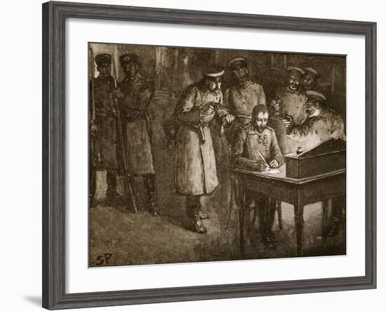 Prince Alexander of Bulgaria Signing His Abdication-null-Framed Giclee Print