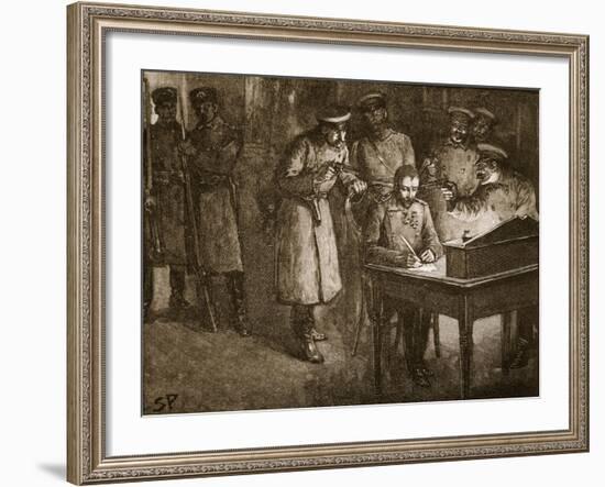 Prince Alexander of Bulgaria Signing His Abdication-null-Framed Giclee Print