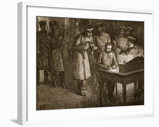 Prince Alexander of Bulgaria Signing His Abdication-null-Framed Giclee Print