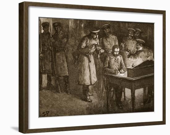 Prince Alexander of Bulgaria Signing His Abdication-null-Framed Giclee Print