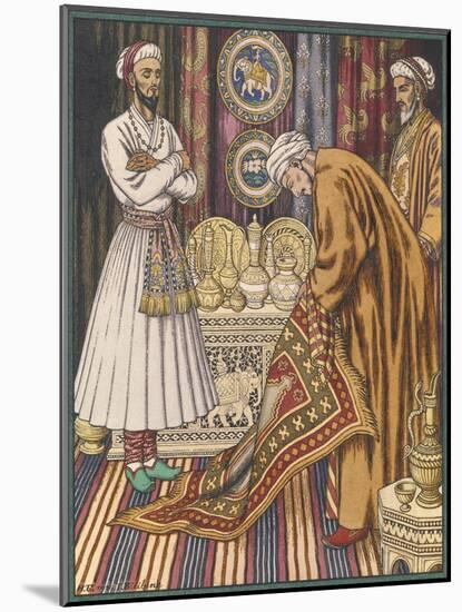 Prince Ali Buying a Carpet. Illustration for Arabian Fairy Tales-Ivan Yakovlevich Bilibin-Mounted Giclee Print