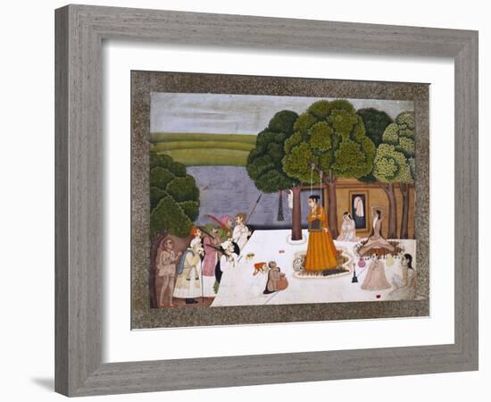 Prince and Attendants Visiting Noble Yogini at an Ashram, India-null-Framed Giclee Print