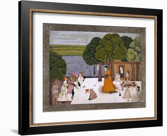 Prince and Attendants Visiting Noble Yogini at an Ashram, India-null-Framed Giclee Print