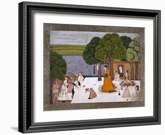 Prince and Attendants Visiting Noble Yogini at an Ashram, India-null-Framed Giclee Print