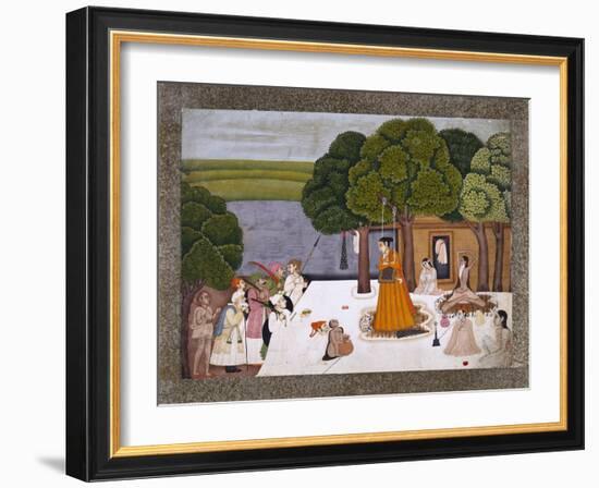 Prince and Attendants Visiting Noble Yogini at an Ashram, India-null-Framed Giclee Print