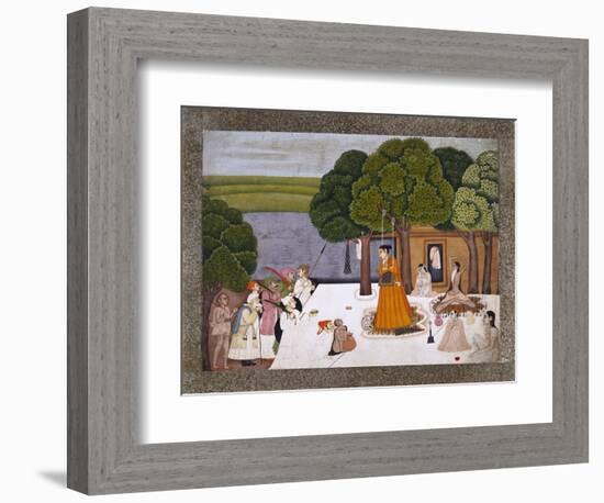 Prince and Attendants Visiting Noble Yogini at an Ashram, India-null-Framed Giclee Print