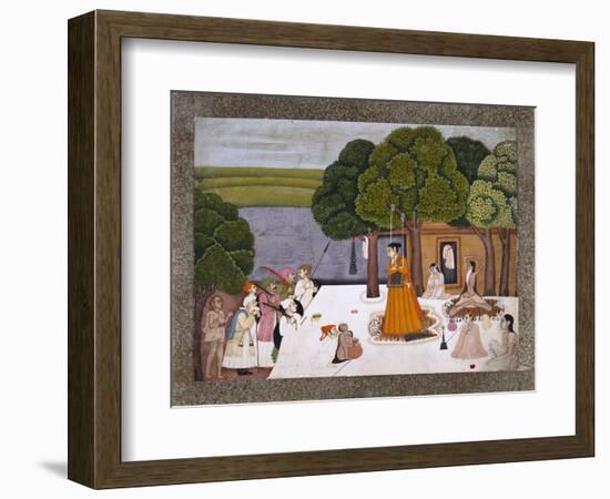 Prince and Attendants Visiting Noble Yogini at an Ashram, India-null-Framed Giclee Print