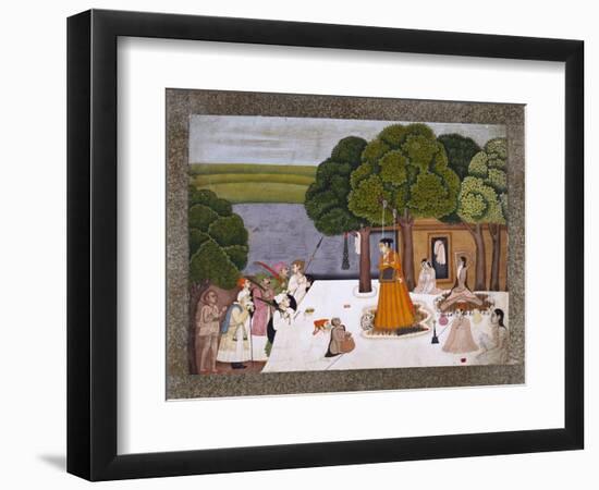 Prince and Attendants Visiting Noble Yogini at an Ashram, India-null-Framed Giclee Print